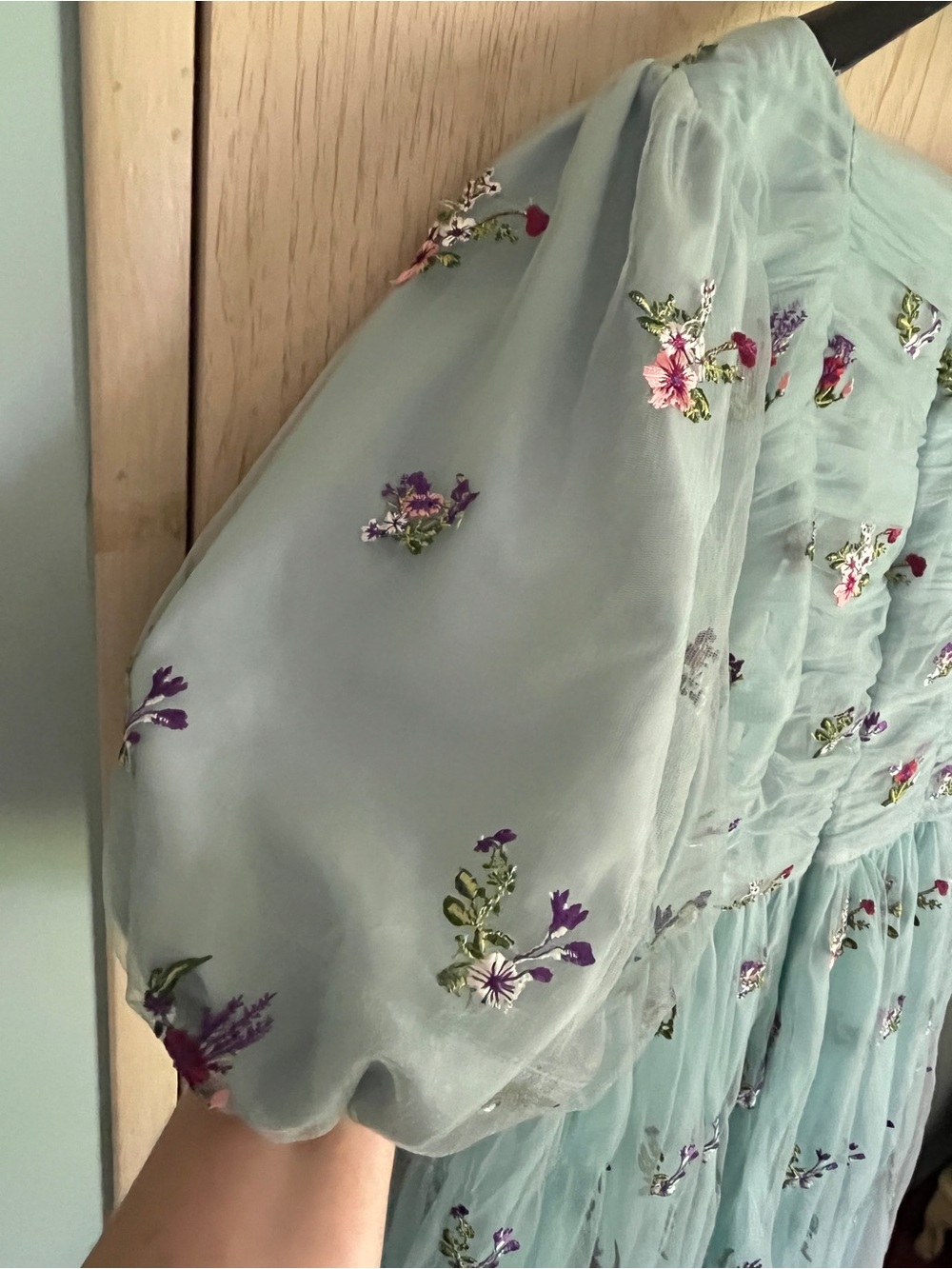 JESSAKAE Garden Fairy MIDI Dress in Mint / Blue Embroidered Floral Sz XL - Picture 10 of 14